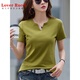 
LOVER RUCCIV neck T-shirt for women short-sleeved 2025 summer new solid color pure cotton loose large size half-sleeved shoulder fashionable top T-shirt 6623 Linglong purple (button) S Suggested 80-95Jin [Jin equals 0.5 kg]