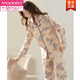 Modal Pyjamas Frauen neuer Frühlings- und Herbst-Strickjacken für 2025 reine Baumwoll-Langarm-Heimkleidung, alle Baumwollsommer-Dünnstil, Plus Size C9272 Bohnenpulver M (Empfohlen 90-110jin [Jin gleich 0,5 kg]))