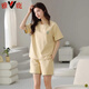 Yalu -Pyjamas für Frauen im Sommer Reine Baumwollshorts Einfacher lässiger und dünner Baumwollstil für Outdoor -Kleidung. Z9856 M empfohlen 80-100jin [Jin ist 0,5 kg]