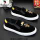 Región occidental Camel Estación europea Tendencia de verano Versátiles Versátiles de cuero transpirable zapatos Loafer Zapatos un pie para zapatos para hombres Zapatos de cubierta de pie perezoso 1315-32 Negro - Bandera de sitio web oficial de la marca oficial de camello 38