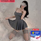 Feimubing Silk Sftirt Pure Desire Pajamas Sexy Women's Sexy Women's 2025 NUEVO Producto insignia de gran tamaño de estilo de verano 6625 Falda de suspensión blanca + Tantea T XL Peso recomendado 120-160Jin [Jin equivale a 0.5 kg]