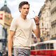 Mr. Bu's exquisite V-neck knitted short-sleeved t-men 2025 summer solid color cool skin-friendly short-sleeved AT12119 Yami Apricot M (170)