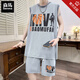 Semir ice silk quick-drying vest boy 12-15-year-old teenager sleeveless T-shirt 13 children's summer basketball suit 6636 blue (vl+shorts) Quality upgrade XL 120-140Jin [Jin equals 0.5 kg]