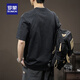 Romon T-Shirt Herren-Retro-Wash-Baumwoll-Herren-Schwergewicht 260 g kurzärmelig, trendig, lockerer großer, halbärmeliger Männerkleidung 9928 Dunkelgrün 4xl [Vorgeschlagen 215-230jin [Jin gleich 0,5 kg]]]