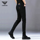 
Chiarmania high-end non-scalding jeans men's summer thin slim foot elastic trend high-end black long trousers K683 black [summer] thin 35