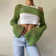 
Single Nanwei European and American cross-border women's spring top hollow sweater mesh blouse ultra-short casual and versatile sun protection sweater off white, single size