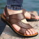 Dadong (Dusto) 2025 Sommer Neue Männer Sandalen Männer echte Leder Beachschuhe lässige Männerschuhe modische Hausschuhe 12129 Black 37
