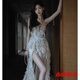 Xuan Tuya's banquet-feel evening dress is super fairy, high-end, light luxury, niche host, elegant lady going out, welcome gauze long dress, white M