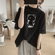 HKPK hohe Neck-Kurzärärmel-Frauen-High-End-Feeling Lose Small Summer Cotton T-Shirt für Frauendesign-Nische und vielseitige altersreduzierende T-Shirt White [1278-Blue] S für 90-110jin [Jin gleich 0,5 kg] universelle Größe