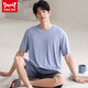 Catman Miiow New Herren Pyjamas Summer Shorts Shorts Modal Cool Thin Style Plus Size Rund Neck 9713 L [Gewicht 100-120 Jin [Jin entspricht 0,5 kg]]]