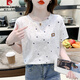 
Pierre cardin pure cotton printed T-shirt for women short-sleeved summer 2025 new loose print design versatile T-shirt top trend 1396 white + 340 blue flower S suitable for 80-99Jin [Jin equals 0.5 kg]