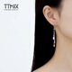 TTMIX women's platinum earrings long ear hook pt950 white gold tassel glossy square earrings 4.7-4.9g