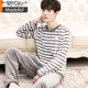 Modal men's pajamas coral velvet winter plus velvet thickened student cartoon loose youth flannel home clothes two-piece set 3894# dark gray L [Suggested 95-120Jin [Jin equals 0.5 kg]]