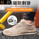 AJILV高端品牌轻奢劳保鞋四季款防砸防刺穿透气安全鞋轻便耐磨工作鞋男女轻便防滑透气钢包头防护鞋 687卡其色 36