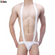 Sexy thong men's one-piece double thong pure cotton high elastic suspenders back empty butt lift solid color underwear for gay men black F
