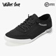 Walker Shop canvas shoes for men's one foot pedal [comfortable and breathable fabric] light and casual trendy Korean style cloth shoes black and white 42