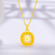 Mingzuan International 18K gold small sugar cube pendant female au750 pendant fashion trend inlaid neck ornaments as a birthday gift for girlfriend