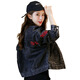 Rongxitu Black Denim Jacke Frauen Design Retro Hong Kong Style Lose Trend 9926# Bildstil [Schwarz] S [vorgeschlagen 80-95jin [Jin gleich 0,5 kg]]