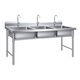 Stainless steel sink single double slot three sink dishwashing basin disinfection dishwashing sink commercial kitchen restaurant home with bracket length 120 width 50 height 80cm - three-slot thickened version