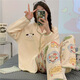 FHHUABDins style internet celebrity new pajamas spring and autumn cardigan thin long sleeve trousers loose princess style home clothing set 9209 three-eyed monster M [recommended 80-100Jin [Jin equals 0.5 kg]]