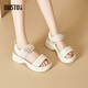 Dadong (Dusto) Dadong Sports Sandals Chaussures féminines 2024 Été Nouveau style décontracté High Heel Flat Velcro Open ToEd Chaussures 5022 Beige 38