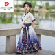 Pierre cardin Hanfu boys summer 2025 new ancient costume boys short-sleeved Chinese style thin children's ancient style Chinese language performance costume MS-9858 [Blue Dragon] Pay attention to priority delivery 120 [weight 32-40 Jin [Jin equals 0.5 kg]]