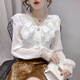 
Yu Zhaolin (YUZHAOLIN) [2694 people collect] 2025 summer new short-sleeved T-shirt for women's tops fashionable lace ruffled V-neck shirt white short-sleeved L