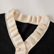 Late White New Product 2025 Autumn New Design V-neck Lace Sweater Feminine Style Versatile Slim Sweater Black M