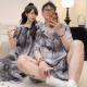 Paar Pyjamas Ladies Sommer kurzärärmig Nachthemd Ice Seide Dünne Comic Männer plus Fett Plus-Größe Home Cloding Set Ice Seide-13076-13077 M Frauen (High 160 Innen-Gewicht 80-100 Jin [Jin gleich 0,5 kg]))