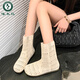 Holzspecker hohl atmungsaktive kurze Stiefel für Frauen Sommer dünn 2025 Neue Flachs-SOLED Casual Martin Stiefel Birkenholes Braun 37