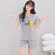 Pyjamas modal pour femmes été 2025 Nouveau coton pur coton à manches courtes à manches minces gras mm200jin [Jin est égal à 0,5 kg] grande taille de vêtements pour filles costumes à manches courts-Q1392 SMIEY SMILEY FACE L FEMMES STANDARD 2X Recommandation 1e