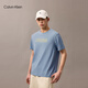 Calvin KleinJeans25春夏新款男士休闲潮流ck字母印花净色纯棉短袖T恤4RB854G CFF-星蓝 M