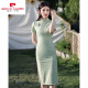 
Pier Cardin 2025 Cheongsam for the cheongsam for the 2025 exam, young green lace summer college entrance examination, winning fresh dress, usually worn 679 green big flower buckle 3XL