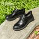 Goldlion Men's Shoes Urban Fashion Autumn Formal Leather Shoes Comfortable and Wear-Resistant Derby Shoes 50823024401A Black Size 40