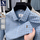 
Kangaroo (DaiShu) pure cotton summer new men's short-sleeved shirt business casual plaid half-sleeved men's top shirt middle-aged and young AN15271 khaki L