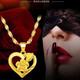Alluvial gold pendant female clavicle chain peach heart rose heart-shaped necklace versatile and noble gift for wife rose heart-shaped necklace set