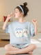 Mädchenpyjama, kleine acht kurze Ärmeln, Sommerpure Baumwolle, Ji Kawa, große Kinder, Mädchen, Schüler der Junior High School, Heimkleidung, sommerdünn N829 Pacha 165 l Größe [Gewicht 100-115 Jin [Jin gleich 0,5 kg]]]