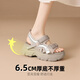 
SIPUWANG Sports Sandals for Women 2025 Summer New High-Soled Thick-Soled Casual Sponge Cake Shoes Wear Anti-Slip Beach Shoes Velcro 693 Beige * Heel Heel Height 6.5cm 38