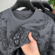 Control de ropa de moda 2025 Summer redondeo de algodón de algodón corto de manga corta más grasa más grasa de media manga delgada Top con estampado suelto nuevo 5012 Black XL