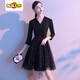 CHUJING 2025 NUEVO VESTO NEGRO DE LA ESCARA NEGRO Banquete de alta gama Celebrity Hepburn Syle Dress generalmente usa negro S
