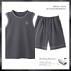 Gato man algodón puro pijamas en verano delgado de mangas de mangas de mangas para hombres shorts de chaleco para hombres de la casa casera para hombres set de algodón 13657 gris oscuro [100% algodón que absorbe el sudor y transpirable] 3xl [sugerido 160-180Jin [Jin equivale a 0.5 kg]]]