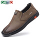 
CARTELO leather shoes men's 2025 new business casual shoes autumn breathable men's shoes soft cowhide bean shoes genuine leather middle-aged dad shoes khaki 6198 38