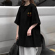 QIAOCAI [1048 Rückkaufsbilanz] 2025 Sommer Neues 100 kurzärmeliges T-Shirt für weibliche Studenten koreanischer koreanischer loser großer Frauenkleidungsdruck.