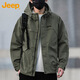 Jeep (JEEP) Jacket Men's Autumn and Winter Assault Jacket Loose Trendy Work Clothes Hooded Windproof Clothes Men's Army Green XL