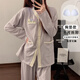 姿伟祺香芋紫花朵睡衣女棉质胸垫春秋新款家居服套装 9926#三朵花-绿色 180 XL