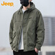 Jeep (JEEP) Jacket Men's Autumn and Winter Assault Jacket Loose Trendy Work Clothes Hooded Windproof Clothes Men's Army Green XL