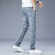 Siete lobos Summer delgados jeans delgados de gama alta para hombres Pantalones casuales rectos sueltos para hombres estiramientos transpirables hombres 9866 azul claro [contador] 32 [dos pies cinco]