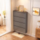 Armoire à chaussures à décharge en acier ultra-mince Entrée d'entrée d'entrée de porte intégrée Mur intégré ultra-mince résistante à la poussière Armoire à chaussures à trois couches Longueur 655 Largeur 102 Hauteur 1033-GRAY