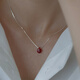 Fat Donglai's same ruby necklace sterling silver blood tears cinnabar red agate pendant women's 2025 new S9 red agate 925 silver necklace (natural material with deep