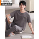 Modal men's pajamas in summer new short-sleeved trousers pullover casual simple large-size teenager men's home clothing suit 12014 L (110-130Jin[Jin equals 0.5 kg])